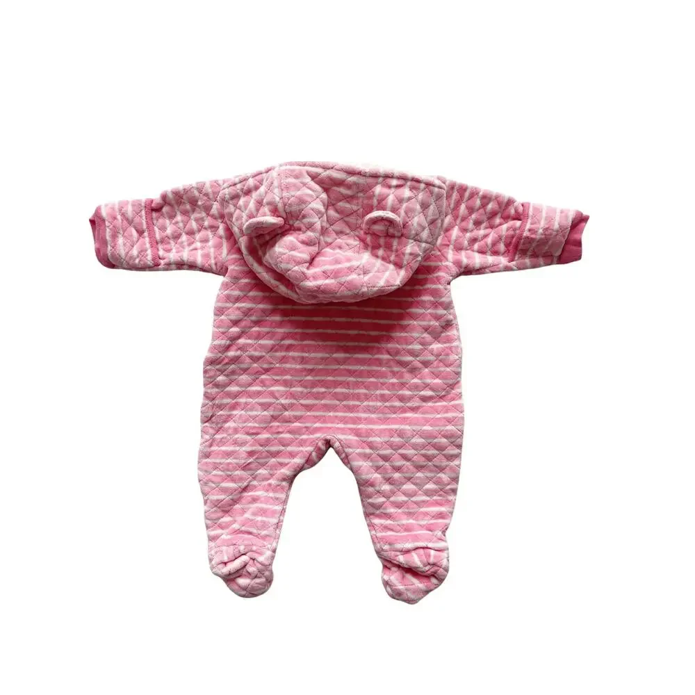 Nordstrom Pink Stripe Velour Bear Bunting Size 3m